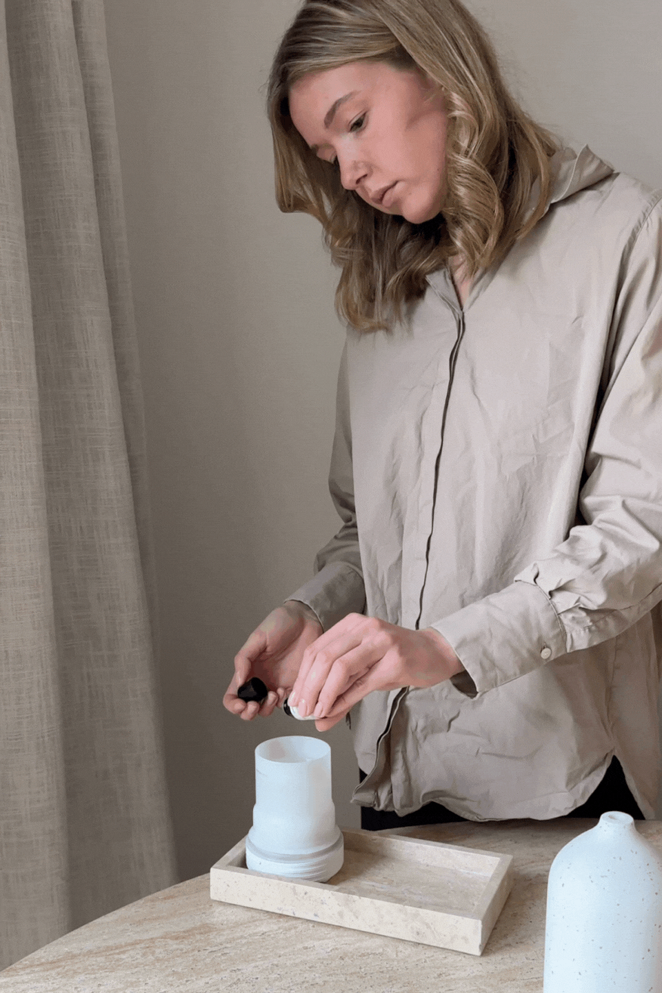 Olie Diffuser I Sten - Hvid natursten